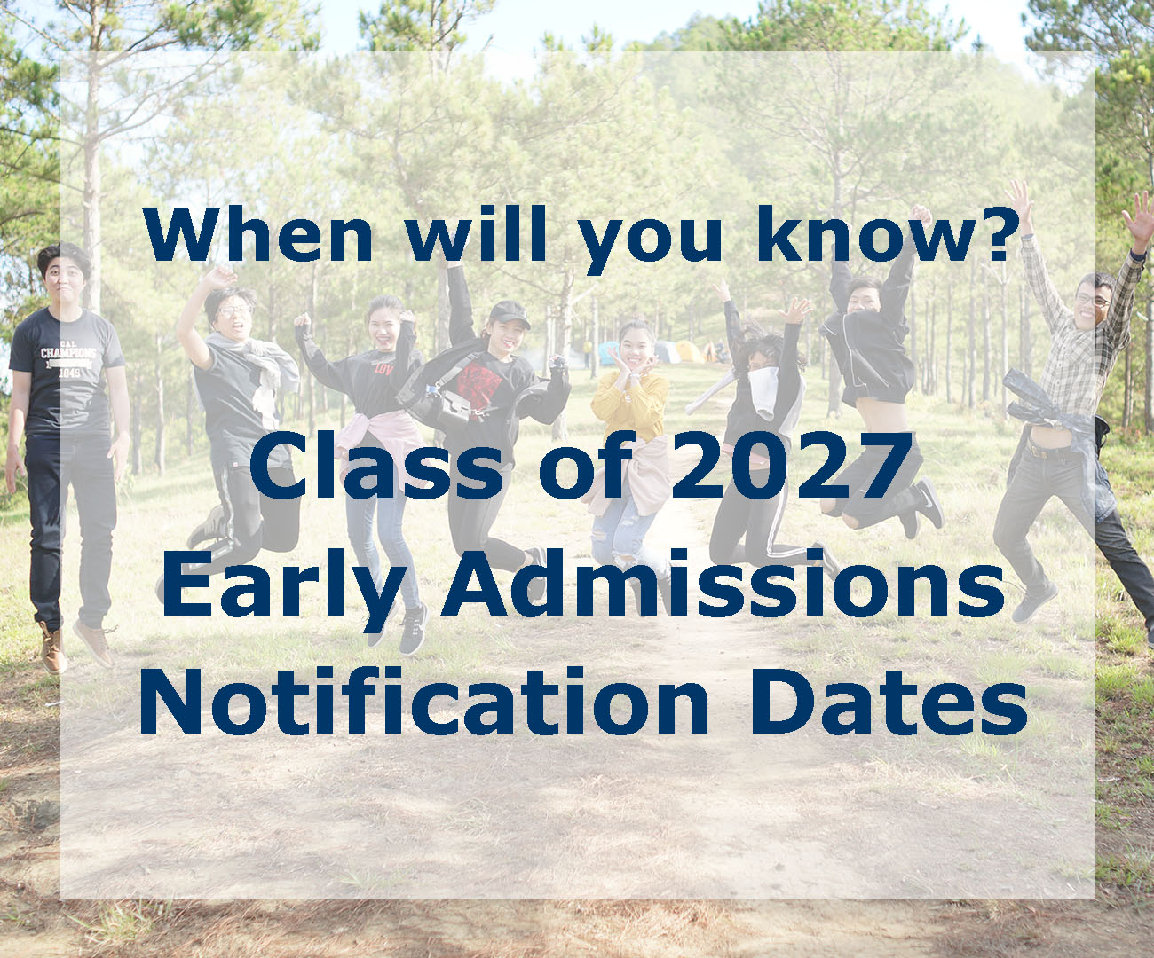 Class of 2027 Early Decision / Early Action Notification Dates